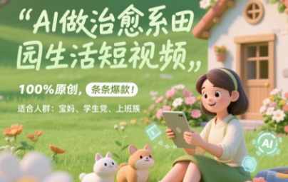 AI做治愈系田园生活短视频，100%原创，条条爆款，无脑矩阵， 适合小白-柚子网创