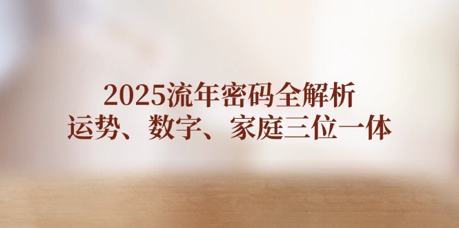 （14466期）2025流年密码全解析，运势、数字、家庭三位一体-柚子网创