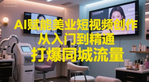 AI赋能美业短视频创作，从入门到精通，打爆同城流量，超级AI工具短视频实操落地-柚子网创