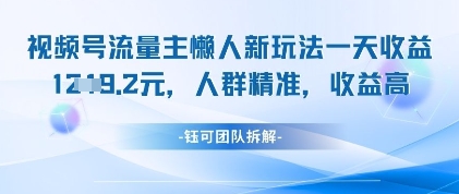 视频号流量主懒人新玩法，一天收益1k，人群精准收益高-柚子网创