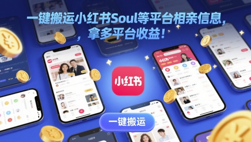 一键搬运小红书Soul等平台相亲信息，拿多平台收益!-柚子网创