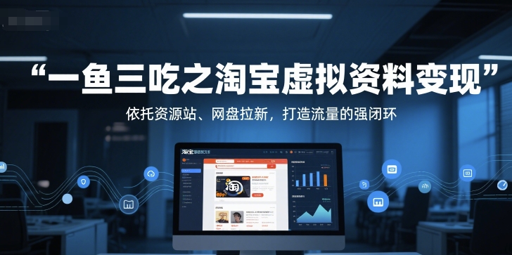 一鱼三吃之淘宝虚拟资料变现，依托资源站、网盘拉新，打造流量的强闭环-柚子网创