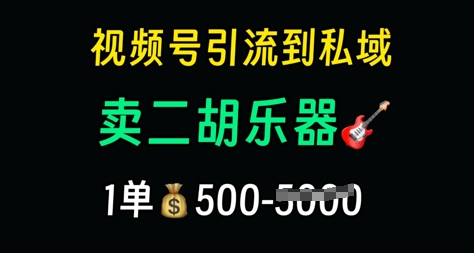 视频号引流到私域卖二胡乐器，1单利润5张，长期稳定项目-柚子网创