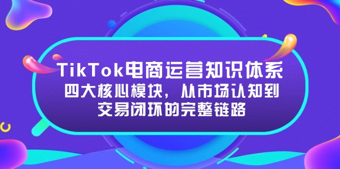 （15065期）TikTok电商运营知识体系：四大核心模块，从市场认知到交易闭环的完整链路-柚子网创