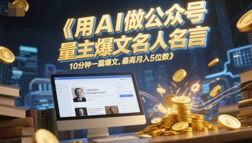 用AI做公众号流量主爆文名人名言，10分钟一篇爆文，最高月入5位数-柚子网创