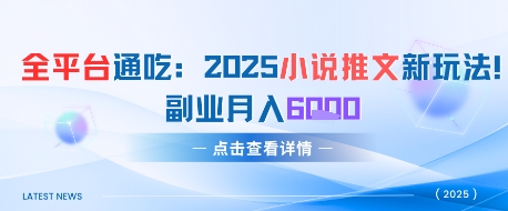全平台通吃：2025小说推文新玩法，副业月入6k-柚子网创