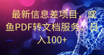 最新信息差项目，咸鱼PDF转文档服务，日入100+-柚子网创