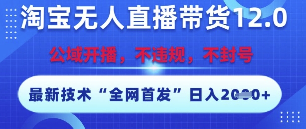 淘宝无人直播带货12.0，最新技术，不封号，不违规，操作简单，开播爆单，日入多张【揭秘】-柚子网创