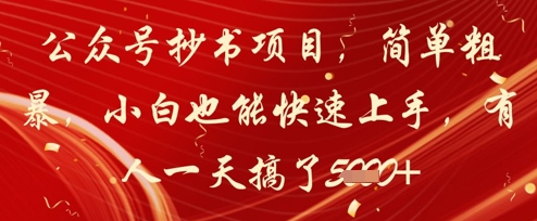 公众号抄书项目，简单粗暴，小白也能快速上手，有人一天搞了1k+-柚子网创