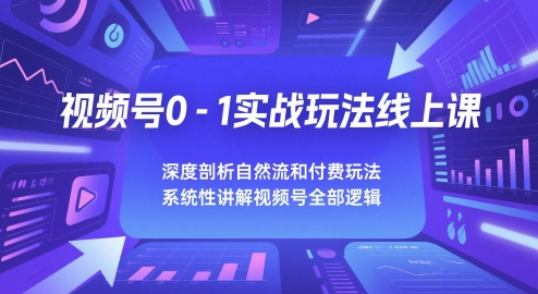视频号0-1实战玩法线上课，深度剖析自然流和付费玩法，统性讲解视频号全部逻辑-柚子网创