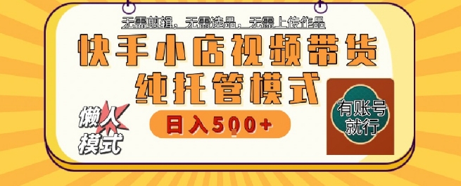 快手小店托管代运营，无需剪辑，无需选品，无需上传作品，全程无需操作，轻松月入5k+【揭秘】-柚子网创