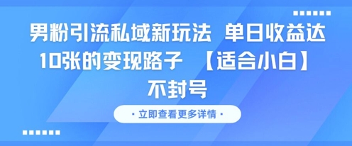 男粉引流私域新玩法，单日收益达10张的变现路子 【适合小白】不封号-柚子网创