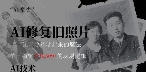 AI 魔法：让泛黄旧照变成朋友圈爆款视频，私域转化率提升50%，单日变现5张-柚子网创
