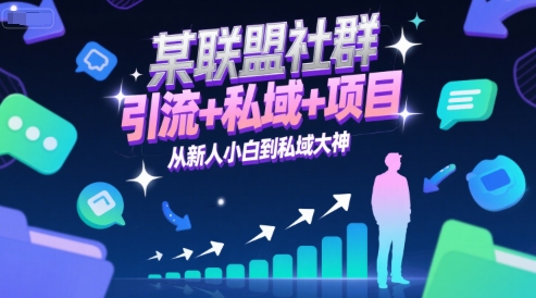 某联盟社群，引流+私域+项目，从新人小白到私域大神-柚子网创