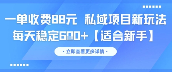 一单收费88元 私域项目新玩法 每天稳定6张+【适合新手】-柚子网创
