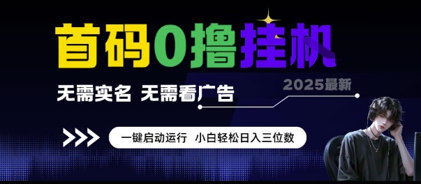 首码0撸挂G项目，无需实名无需看广告 一键启动运行，小白轻松日入三位数【揭秘】-柚子网创