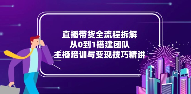 （15004期）直播带货全流程拆解：从0到1搭建团队，主播培训与变现技巧精讲-柚子网创