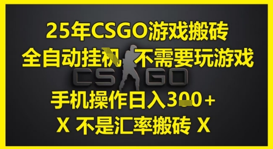 25年CSGO游戏搬砖，全自动运行，不需要玩游戏，手机操作日入3张(不是汇率搬砖)【揭秘】-柚子网创