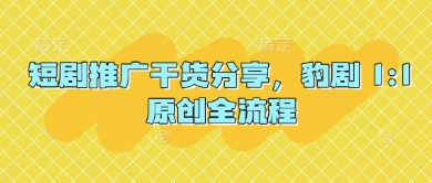 短剧推广干货分享，豹剧 1:1原创全流程-柚子网创