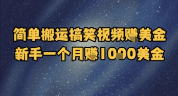 简单搬运搞笑视频挣美金，新手一个月入1k美金-柚子网创