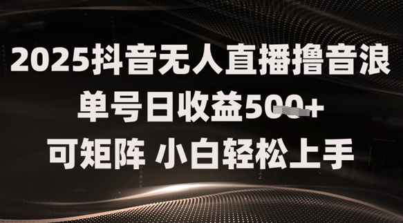 2025抖音无人直播撸音浪单号日收益5张+可矩阵，小白轻松上手-柚子网创