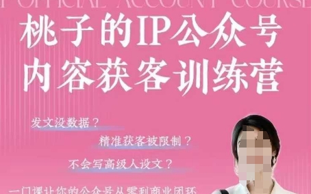 桃子IP公众号内容获客训练营(第3期)，一门让你公众号从0到商业闭环的课程-柚子网创