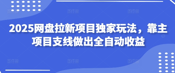 2025网盘拉新项目独家玩法，靠主项目支线做出全自动收益-柚子网创