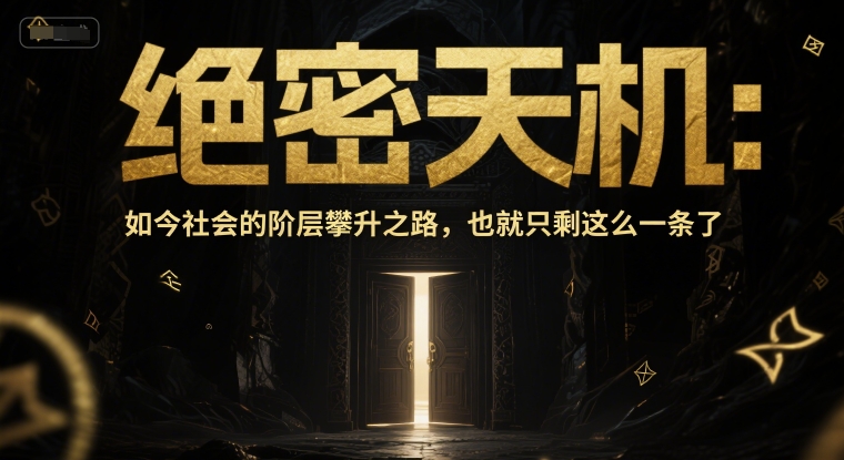 付费文章：绝密天机：如今社会的阶层攀升之路，也就只剩这么一条了-柚子网创