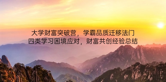 （14484期）大学财富突破营，学霸品质迁移法门，四类学习困境应对，财富共创经验总结-柚子网创