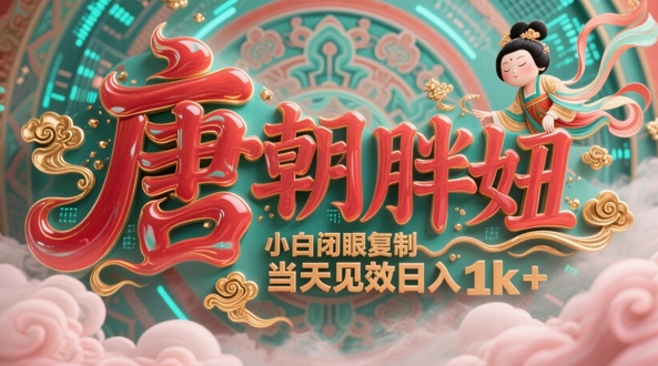 用AI克隆“唐朝胖妞”日更3条，平台疯狂推流，小白闭眼复制，当天见效，日入1k+-柚子网创