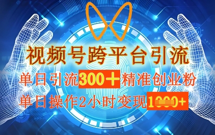 视频号跨平台引流，单日操作2小时，单日引流300+精准创业粉，单日变现数张-柚子网创