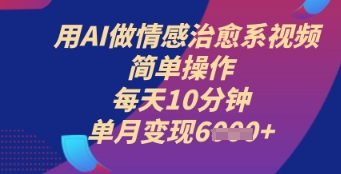 用AI做情感治愈系视频，简单操作，每天10分钟，单月变现6k+-柚子网创