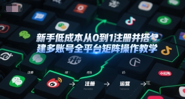 新手低成本从0到1注册并搭建多账号全平台矩阵操作教学，手机号-邮箱-IP-工具-柚子网创
