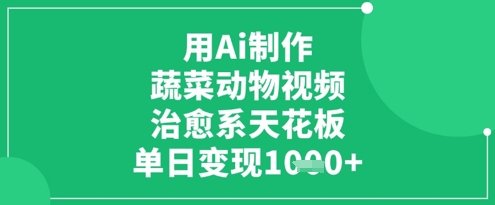用Ai制作蔬菜动物视频，治愈系天花板，单日变现1k-柚子网创