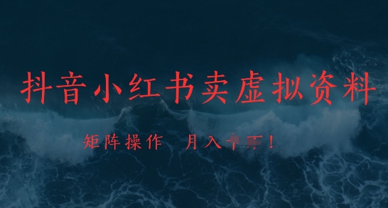 抖音小红书卖虚拟资料，市场需求一直存在，矩阵操作，月入1w+-柚子网创