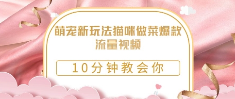 萌宠新玩法猫咪做菜爆款流量视频，10分钟教会你-柚子网创