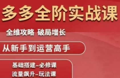 拼多多全阶实战课程，全维攻略，破局增长，从新手到运营高手-柚子网创
