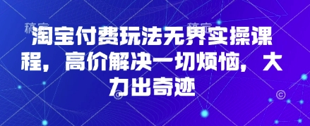 淘宝付费玩法无界实操课程，高价解决一切烦恼，大力出奇迹-柚子网创