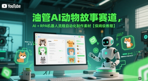 油管AI动物故事赛道，AI+RPA机器人流程自动化制作素材【保姆级教程】-柚子网创