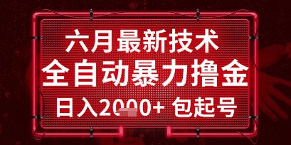 六月最新技术全自动暴力撸金，稳定日入2k+包起号，长期稳定【揭秘】-柚子网创
