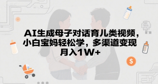 AI生成母子对话育儿类视频，小白宝妈轻松学，多渠道变现，月入1W+-柚子网创