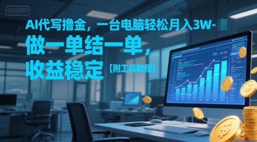 AI代写撸金，一台电脑轻松月入1-3W，做一单结一单，收益稳定【附工具教程】-柚子网创
