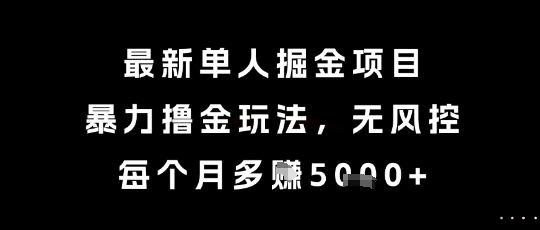 最新单人掘金项目，暴力撸金玩法，无风控，每个月多挣5k+【揭秘】-柚子网创