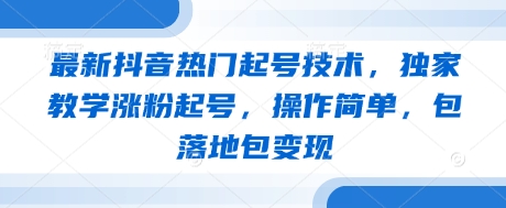 最新抖音热门起号技术，独家教学涨粉起号，操作简单，包落地包变现-柚子网创