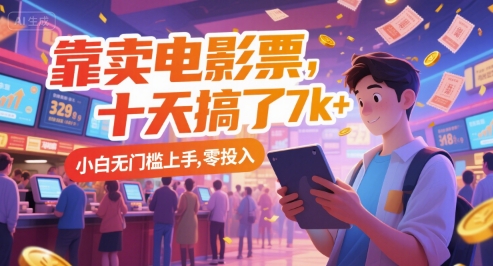 靠卖电影票，十天搞了7k+，小白无门槛上手，零投入【揭秘】-柚子网创