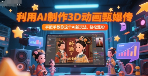 利用AI制作3D动画甄嬛传，流量爆了，手把手教你这个AI新玩法，轻松涨粉-柚子网创