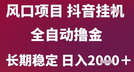 风口项目，六月最新玩法抖音无人挂G，全自动撸金，长期稳定 日入2k+【揭秘】-柚子网创