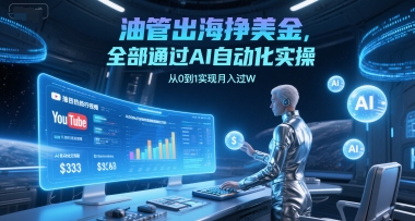 油管出海挣美金，全部通过AI自动化实操，从0到1实现月入过W-柚子网创
