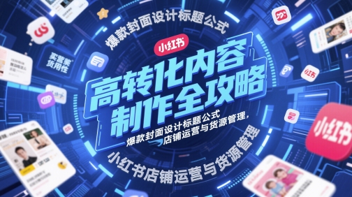 高转化内容制作全攻略，爆款封面设计标题公式，小红书店铺运营与货源管理-柚子网创