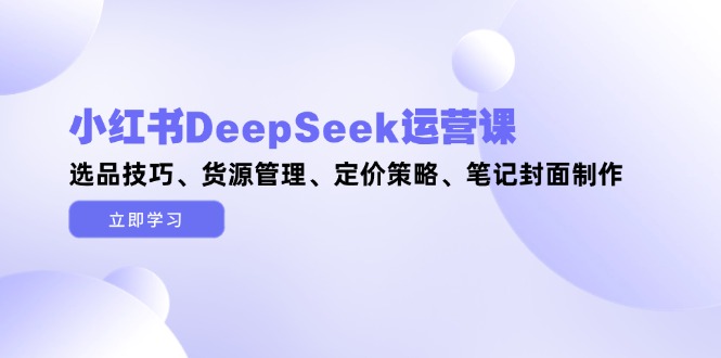 （14748期）小红书DeepSeek运营课，选品技巧、货源管理、定价策略、笔记封面制作-柚子网创